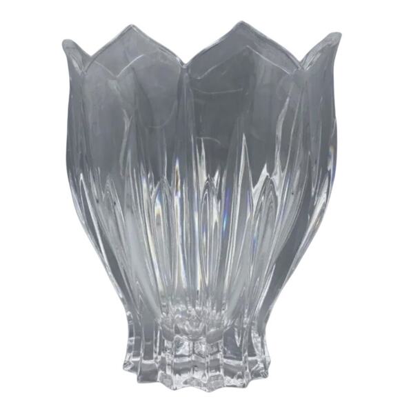 EUC Vintage Gorham Lotus Flower 6" Vase Clear Heavy - Picture 1 of 3